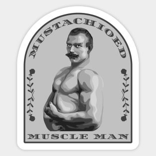 Mustachioed Muscle Man Sticker